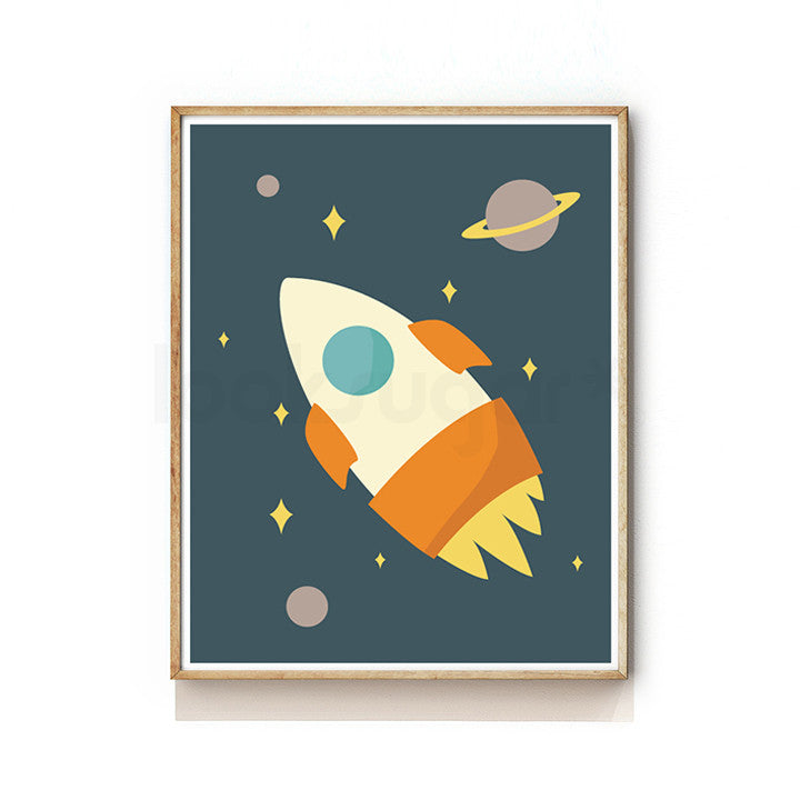 OUTER SPACE NURSERY ART PRINT - ROCKET – looksugar
