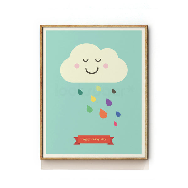 HAPPY RAINY DAY - NURSERY ART PRINT