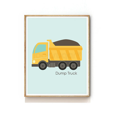 CONSTRUCTION VEHICLE NURSERY ART PRINT - DUMP TRUCK