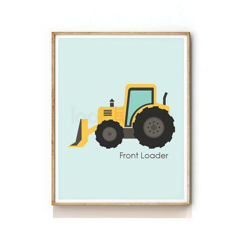 CONSTRUCTION VEHICLE NURSERY ART PRINT - FRONT LOADER TRACTOR