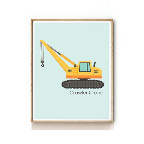 CONSTRUCTION VEHICLE NURSERY ART PRINT - CRAWLER CRANE