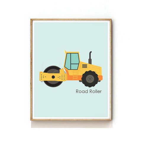 CONSTRUCTION VEHICLE NURSERY ART PRINT - ROAD ROLLER