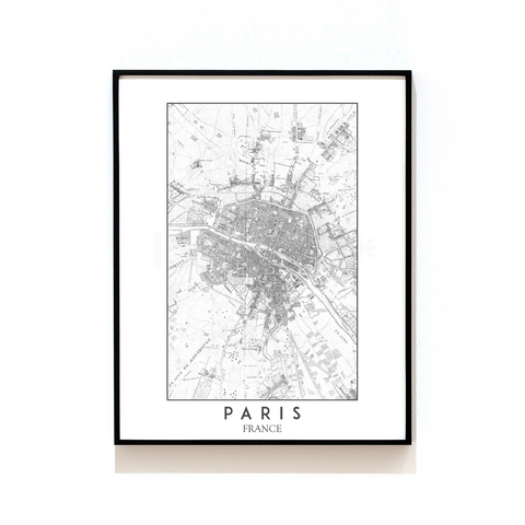 PARIS , FRANCE - MAP ART PRINT