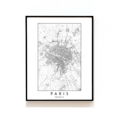 PARIS , FRANCE - MAP ART PRINT