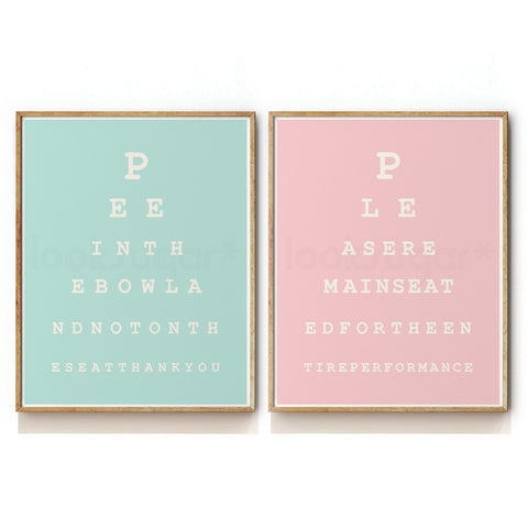 LADIES & GENTS BATHROOM ART PRINT SET