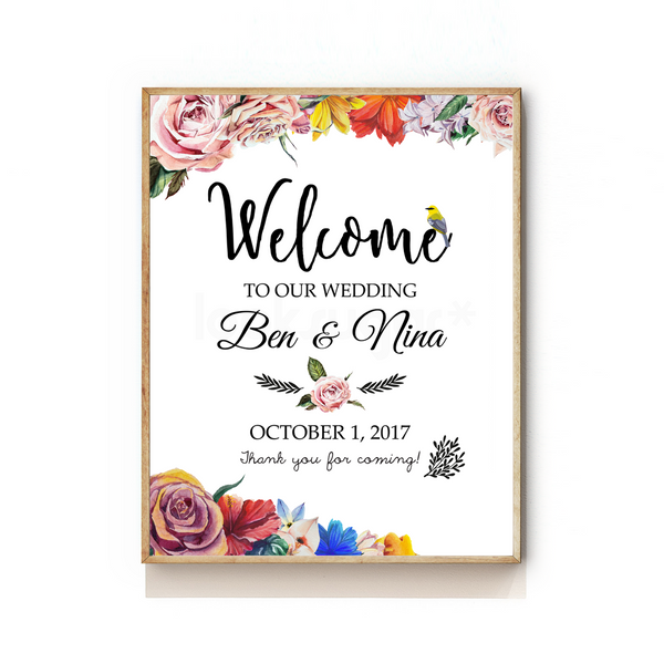 PEONIES FLORAL WEDDING WELCOME SIGN