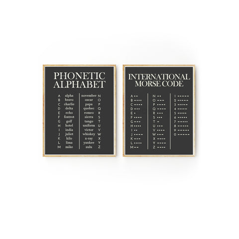 PHONETIC ALPHABET - MORSE CODE - ART PRINT SET